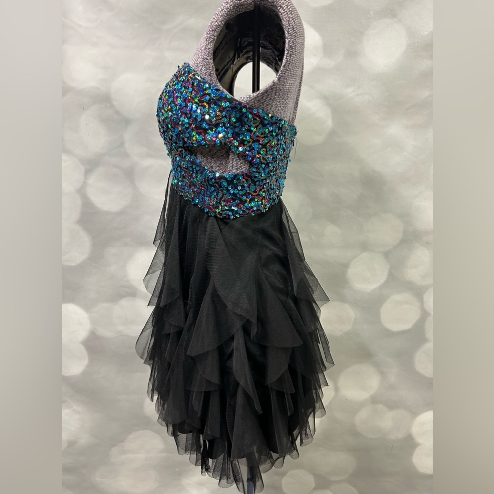 Blondie Nites Iridescent Sequin Bustier & Black Ruffled Tulle Dress - Picture 5 of 7